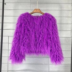 Vibrant Purple Faux Fur Jacket